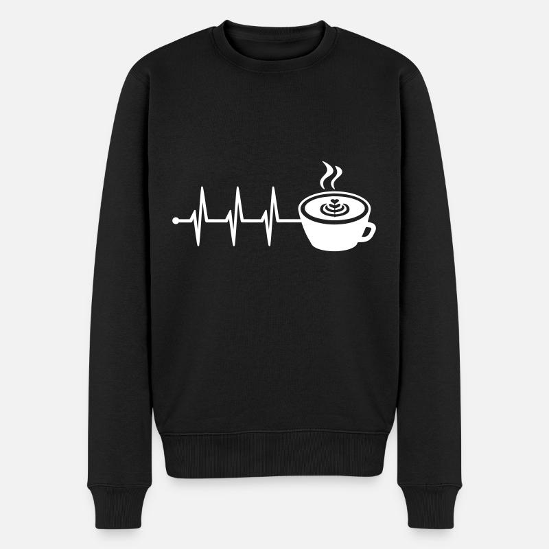 Kaffee Icon Puls - Männer Premium Bio Pullover - Schwarz