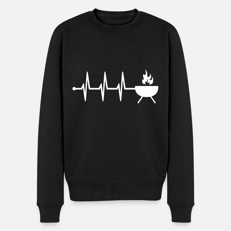 Grill Puls Symbol - Männer Premium Bio Pullover - Schwarz