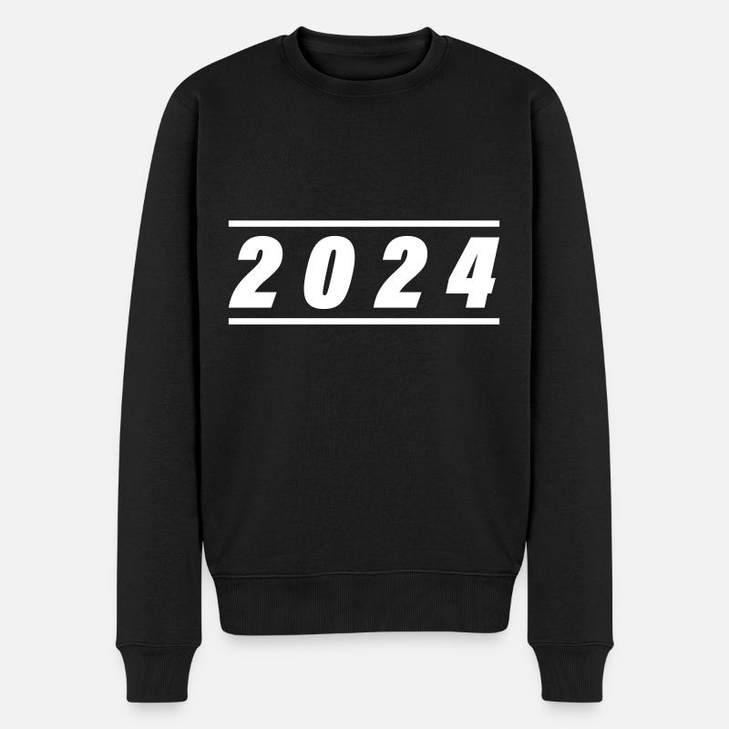 2024 Jahr - Männer Premium Bio Pullover - Schwarz