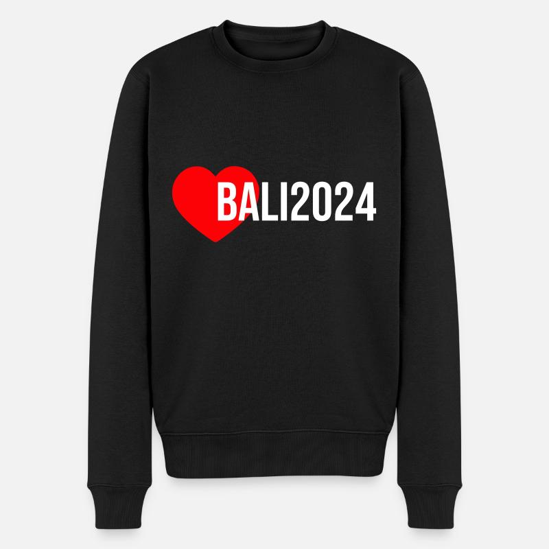 Bali 2024 Herz Urlaub - Männer Premium Bio Pullover - Schwarz