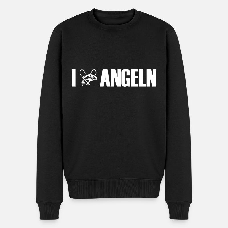 Angeln - Männer Premium Bio Pullover - Schwarz