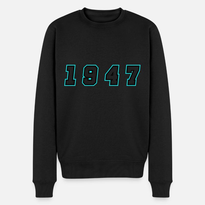 1947 Jahr Zahl - Männer Premium Bio Pullover - Schwarz