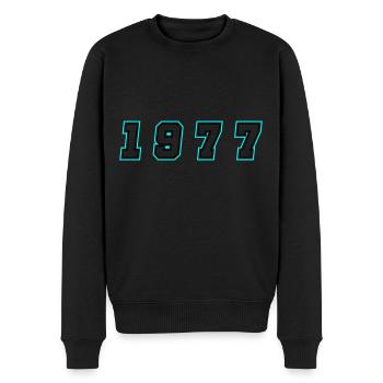 1977 Jahr Zahl - Männer Premium Bio Pullover - Schwarz - Vorne - Nico (187cm)