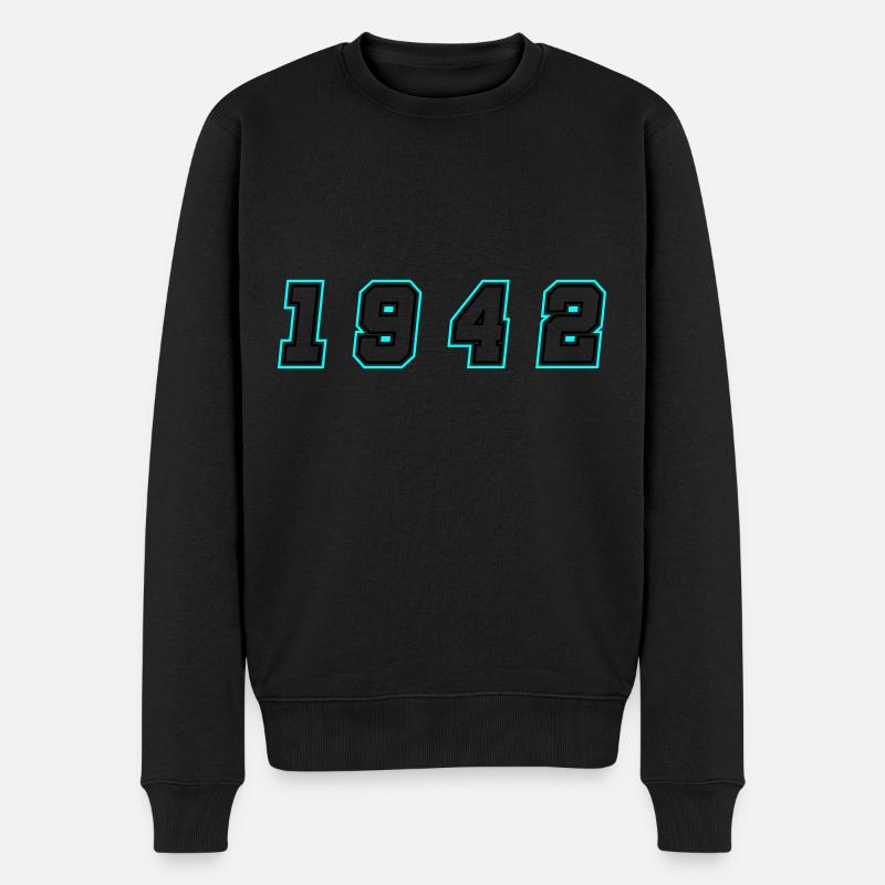 1942 Jahr Zahl - Männer Premium Bio Pullover - Schwarz