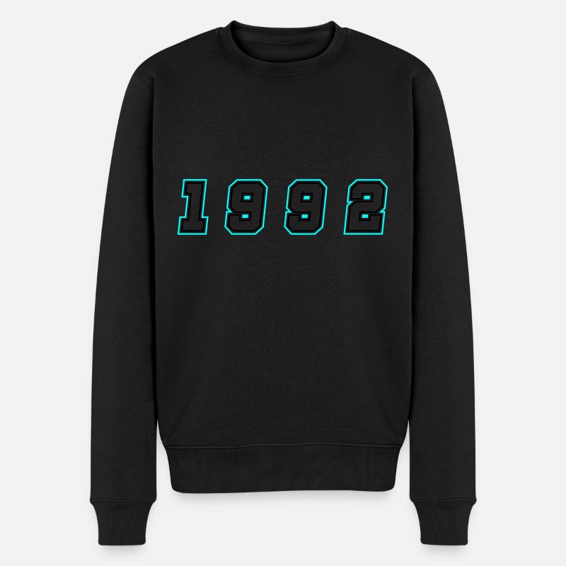 1992 Jahr Zahl - Männer Premium Bio Pullover - Schwarz