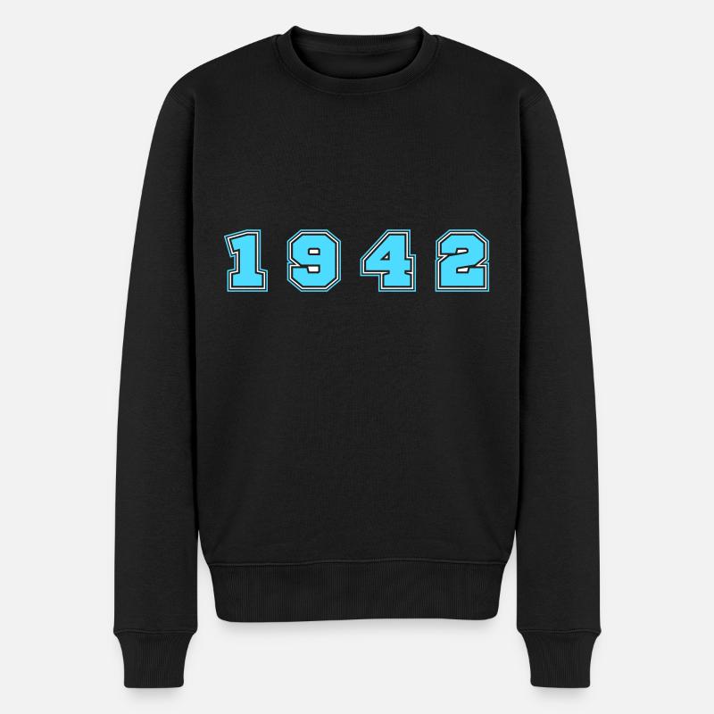 1942 Jahr Zahl - Männer Premium Bio Pullover - Schwarz