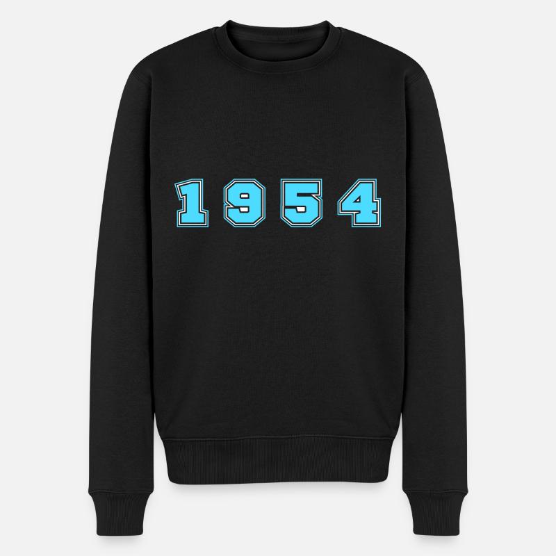 1954 Jahr Zahl - Männer Premium Bio Pullover - Schwarz