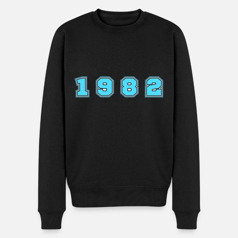 1982 Jahr Zahl - Männer Premium Bio Pullover - Schwarz