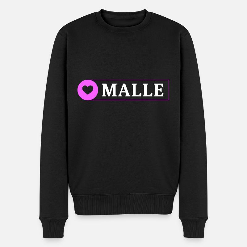 Malle Herz - Männer Premium Bio Pullover - Schwarz