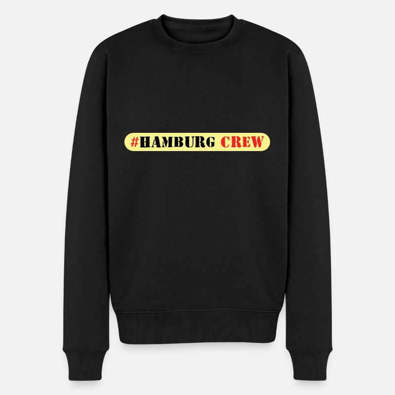 Hamburg Crew - Männer Premium Bio Pullover - Schwarz