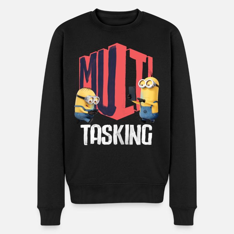 Minions Dave og Kevin Multitasking - Økologisk premium-sweatshirt til mænd - sort