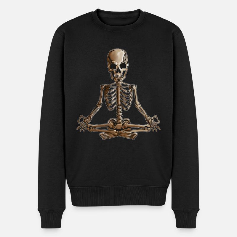 Skelett Meditation Yoga Feiertag Halloween Design - Männer Premium Bio Pullover - Schwarz