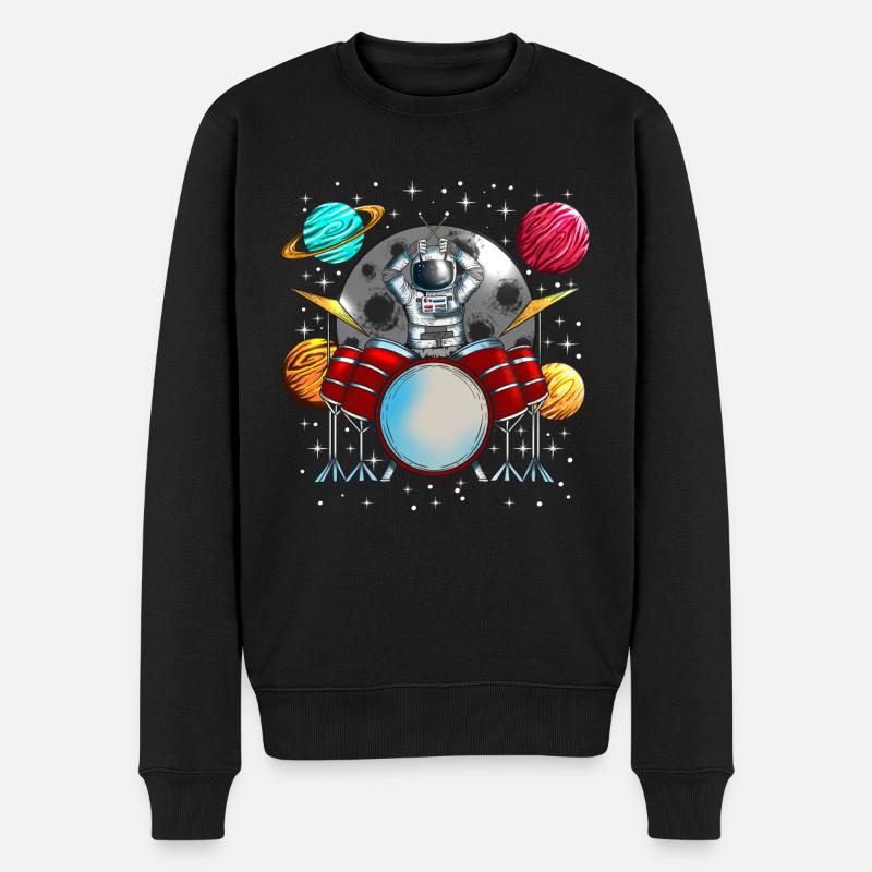 Musicien, Batteur, Planète spatiale, Cosmonaute - Pull Premium bio Homme - noir