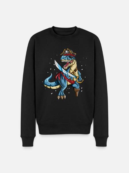 Pirate Dino T-Rex Pirate Outfit Eye Patch Sabre - Økologisk premium-sweatshirt til mænd - sort
