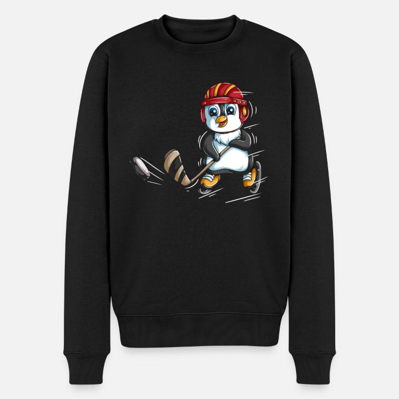 Pinguin ice hockey hockeyschläger Sport Pinguine - Männer Premium Bio Pullover - Schwarz