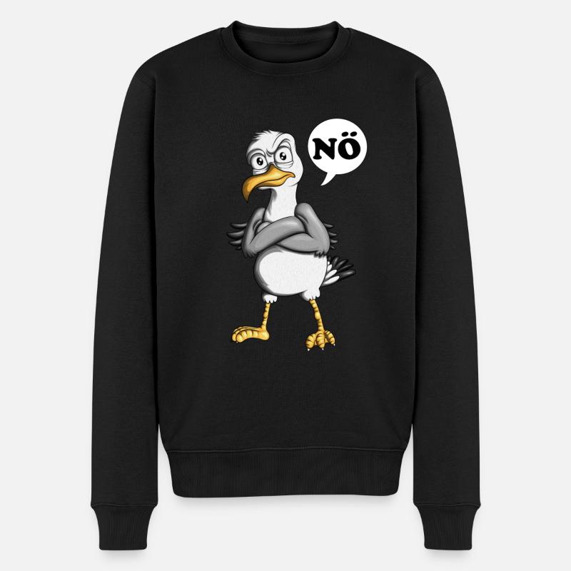 Plattdeutsche Möwe Nö Spruch Nordsee Liebhaber - Männer Premium Bio Pullover - Schwarz