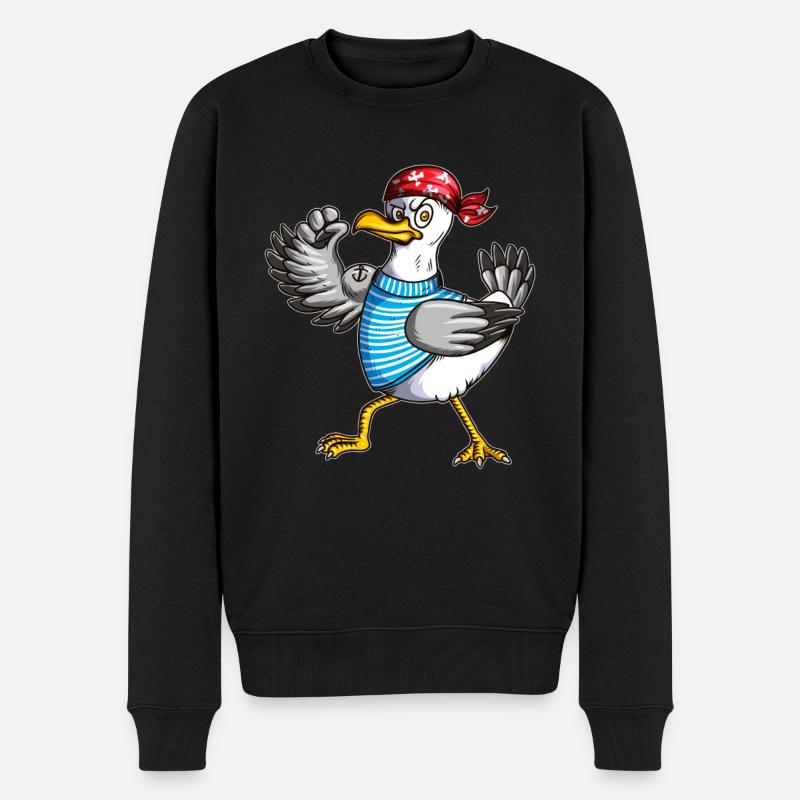 Matrose Möwe Moin Spruch Nordsee Liebhaber - Männer Premium Bio Pullover - Schwarz