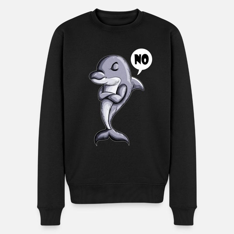 Delfin Meeressäuger sagt NO Urlaub Pause Erholen - Männer Premium Bio Pullover - Schwarz