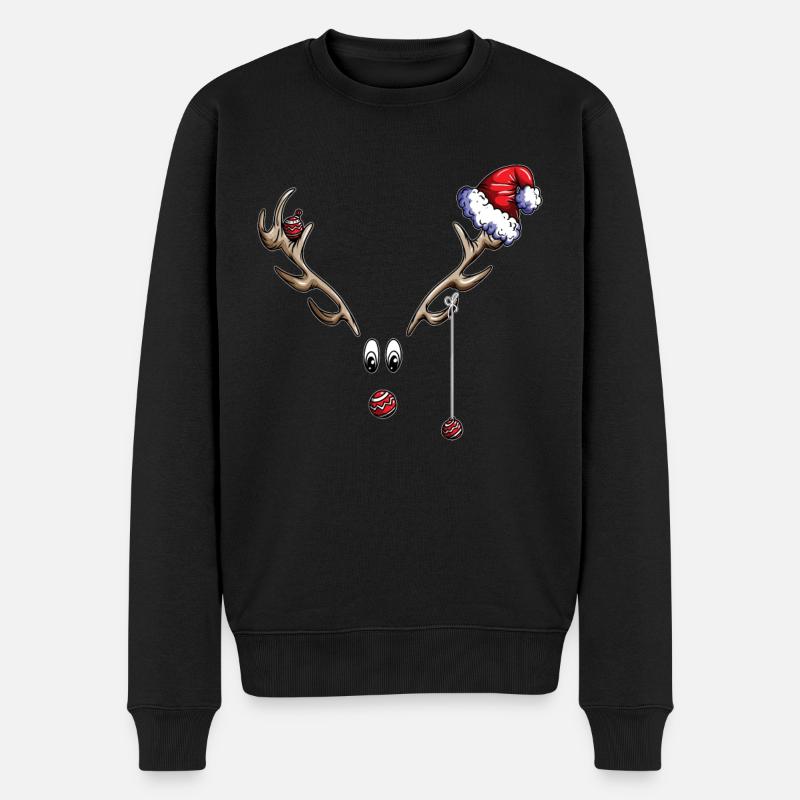 Weihnachtsfest Rentier Frohe Weihnachten - Männer Premium Bio Pullover - Schwarz