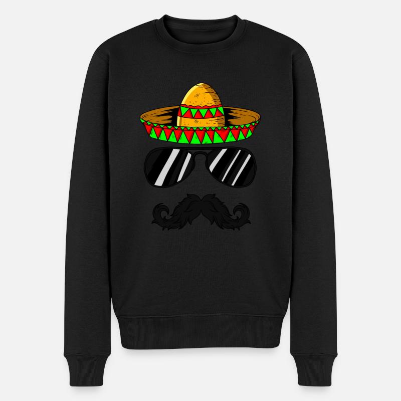 Witziges Mexiko Mexikaner Schnurbart Sombrero - Männer Premium Bio Pullover - Schwarz