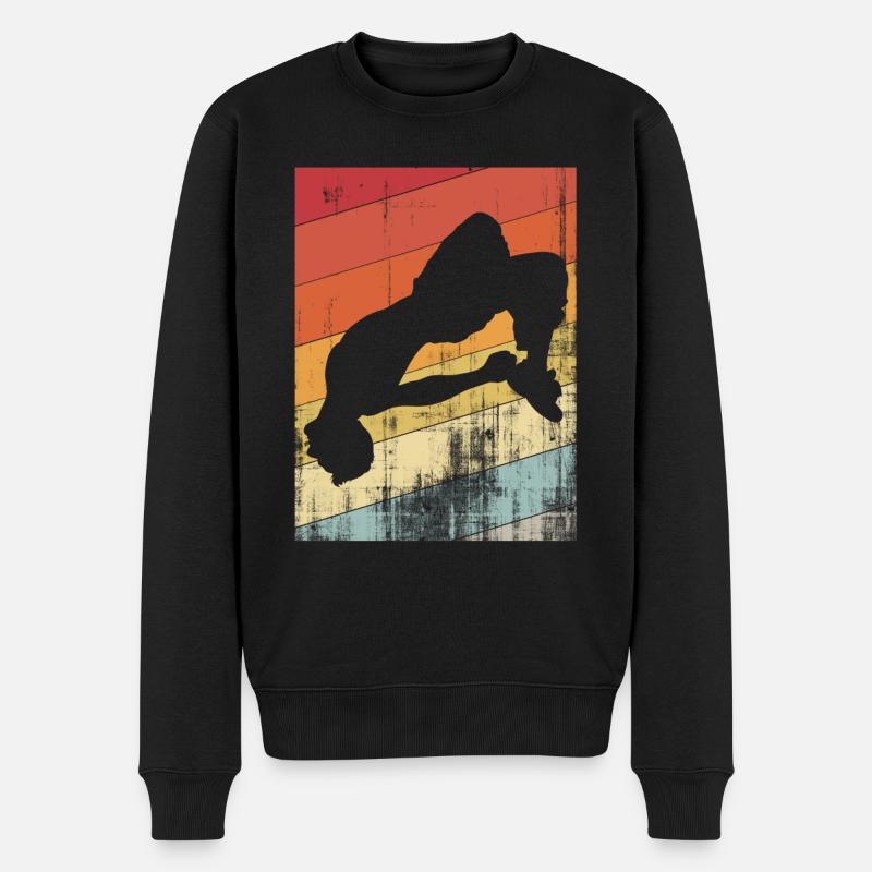 Parkour-Retro - Männer Premium Bio Pullover - Schwarz