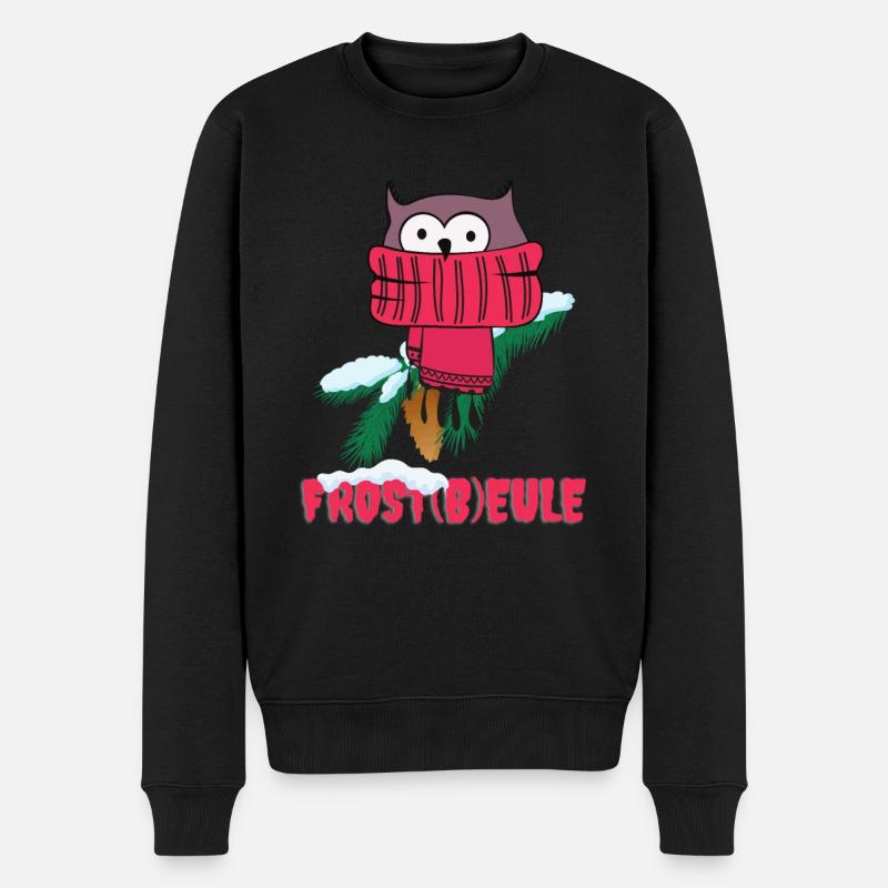 Frost Eule Frostbeule Lustig Winter Spaß Humor - Männer Premium Bio Pullover - Schwarz