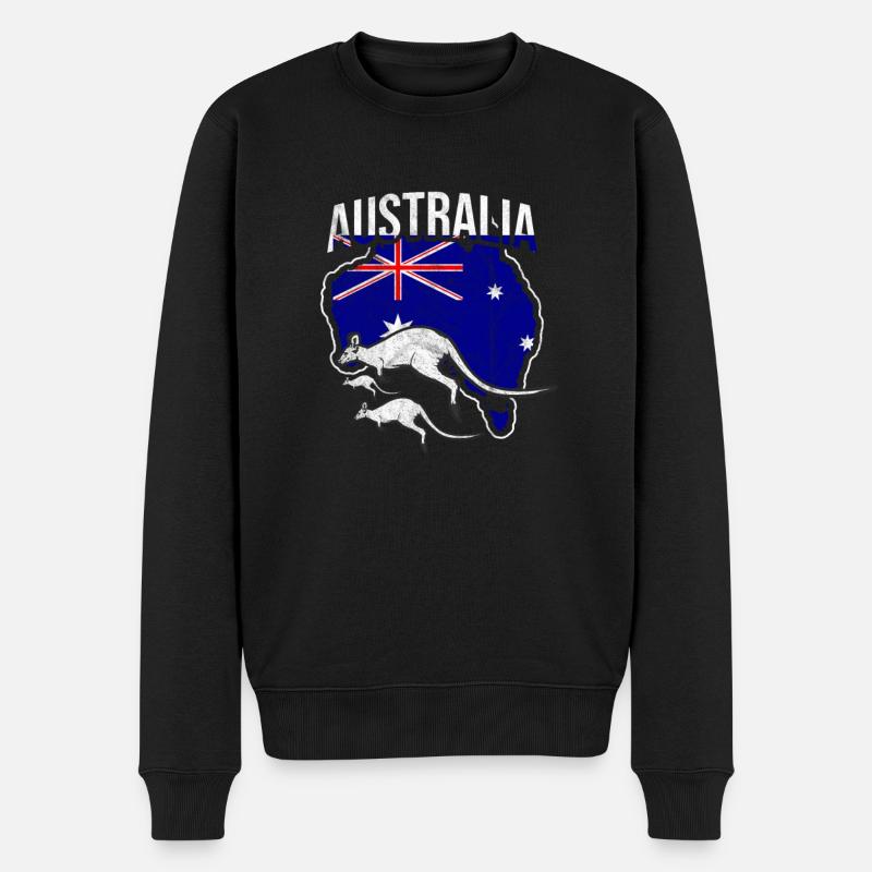 Australien Känguru - Männer Premium Bio Pullover - Schwarz