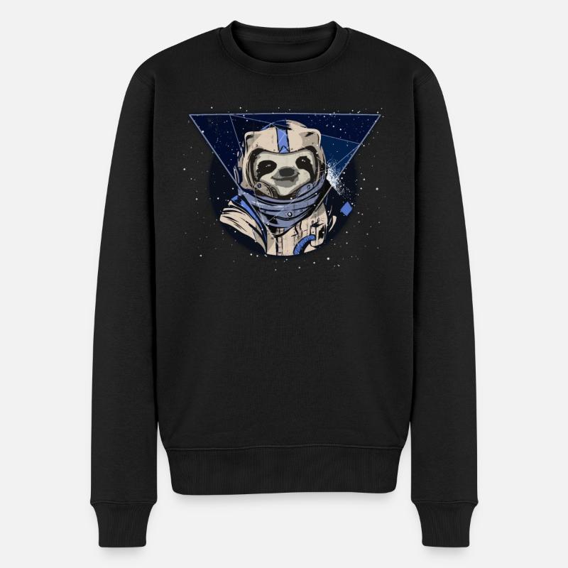Faultier-Astronaut - Männer Premium Bio Pullover - Schwarz
