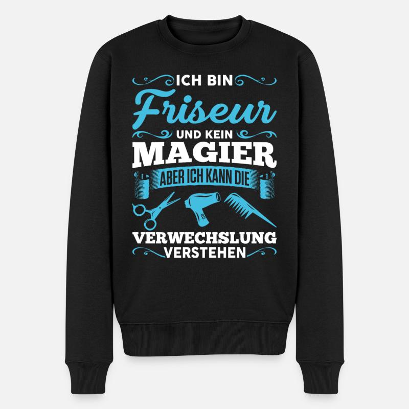 lustiges Friseur - Männer Premium Bio Pullover - Schwarz