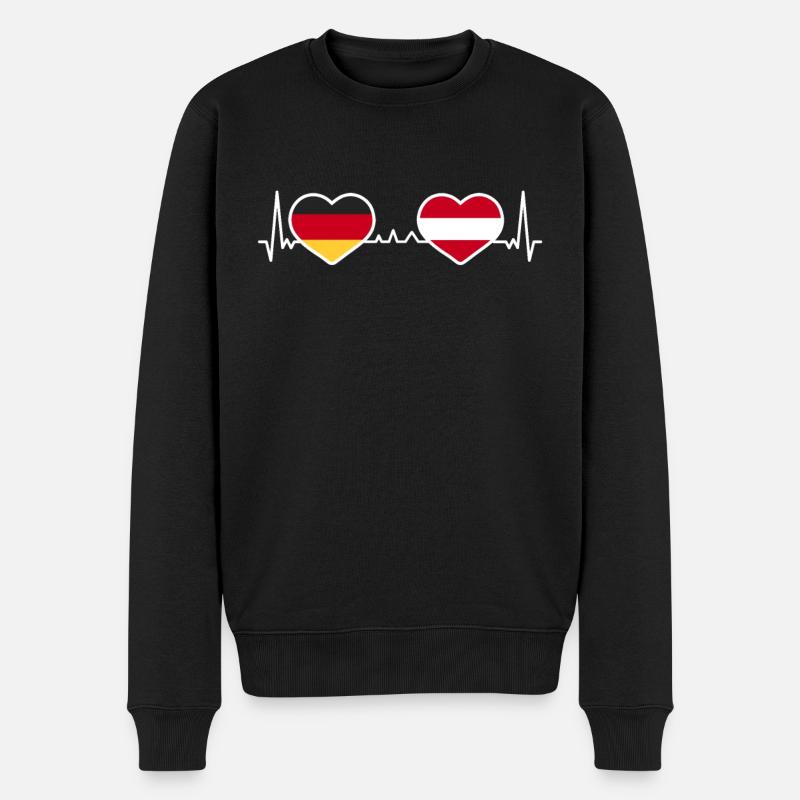 Deutschland Österreich Herz Liebe Herzlinie - Männer Premium Bio Pullover - Schwarz