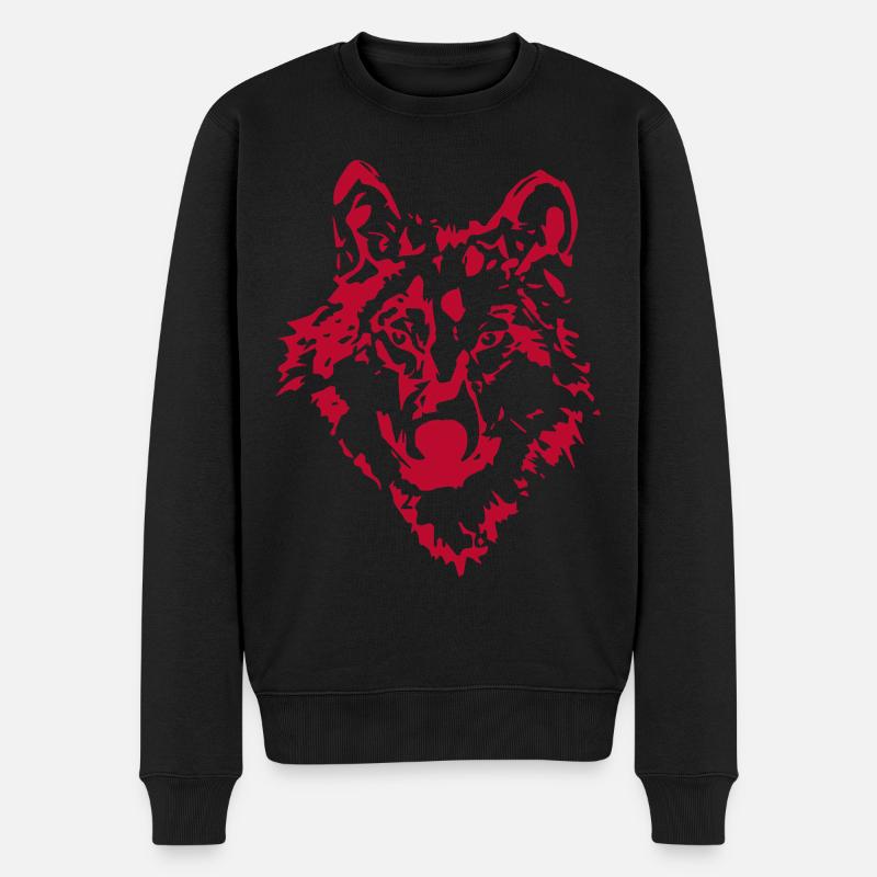 Dessin d’animal loup - Pull Premium bio Homme - noir