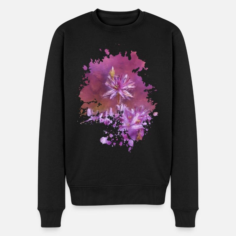 Blume - Männer Premium Bio Pullover - Schwarz