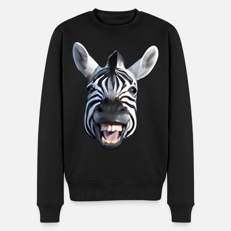 Zèbre au large sourire - Pull Premium bio Homme - noir