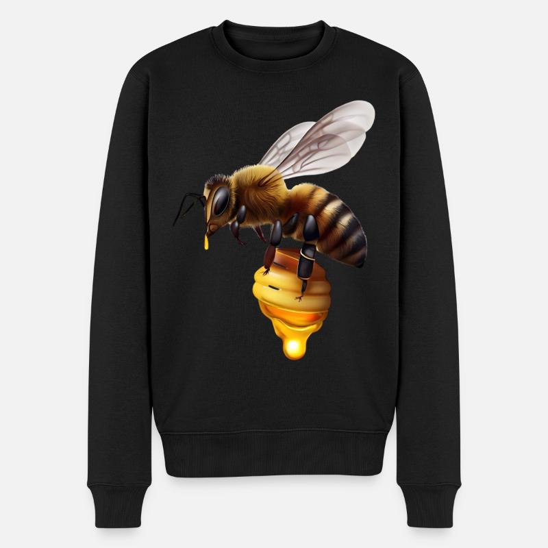 Biene mit Honigwabe - Männer Premium Bio Pullover - Schwarz