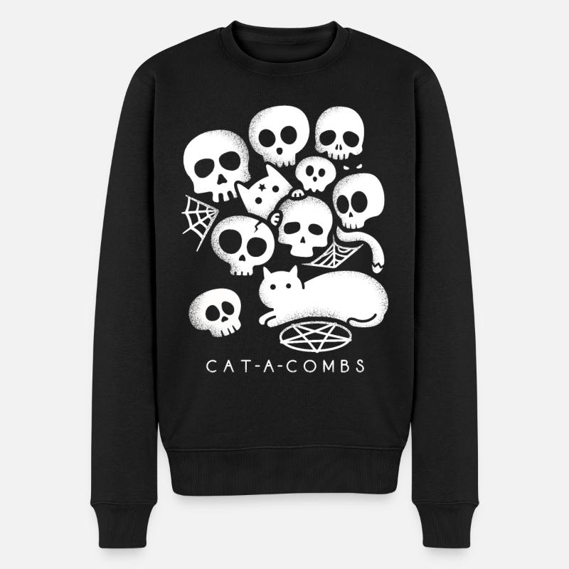 Katze-Kämme - Männer Premium Bio Pullover - Schwarz