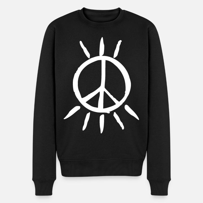 Peacezeichen - Männer Premium Bio Pullover - Schwarz