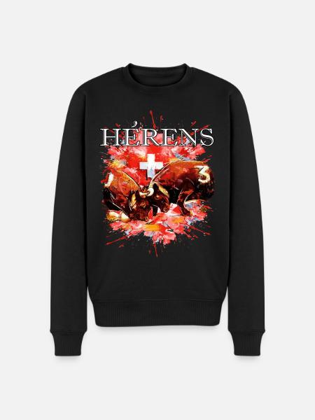 Kampfkuh, Schweizer Herenskuh - Männer Premium Bio Pullover - Schwarz