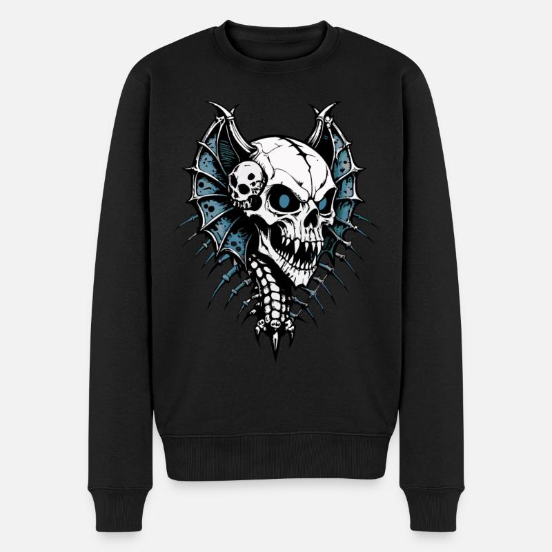 Amphibien Vampir Skull // Totenkopf FS0002 - Männer Premium Bio Pullover - Schwarz