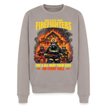 Gott segne die Feuerwehrleute Heroisches Design - Männer Premium Bio Pullover - Taupe - Vorne - Nico (187cm)