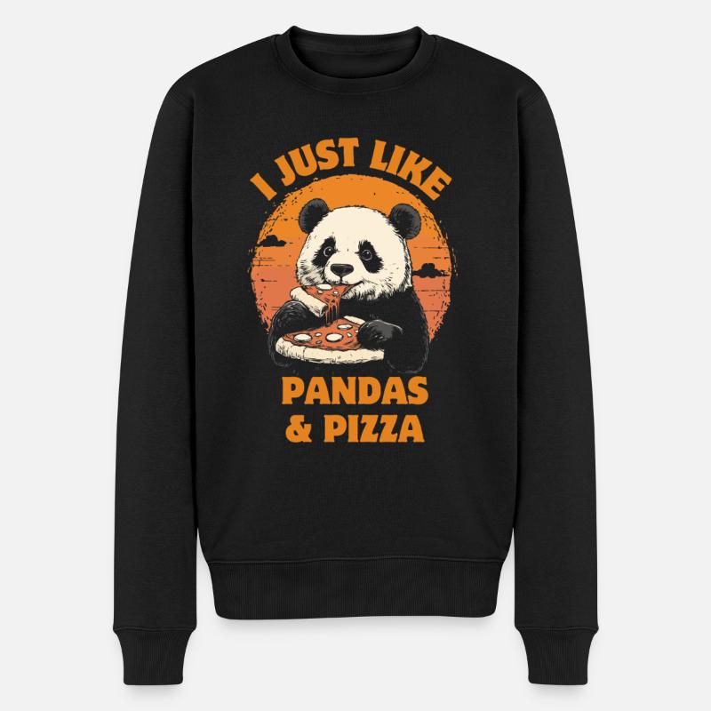Panda mange de la pizza - Pull Premium bio Homme - noir