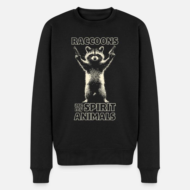 Frecher Waschbär mit 2 Pistolen - Männer Premium Bio Pullover - Schwarz