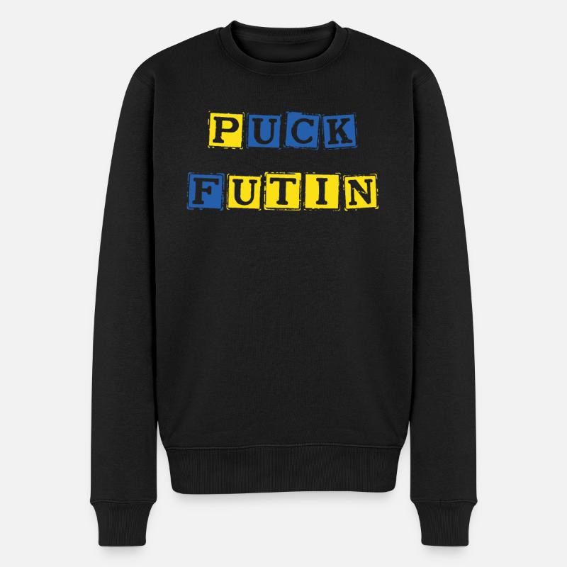 Puck Futin Ukraine - Männer Premium Bio Pullover - Schwarz