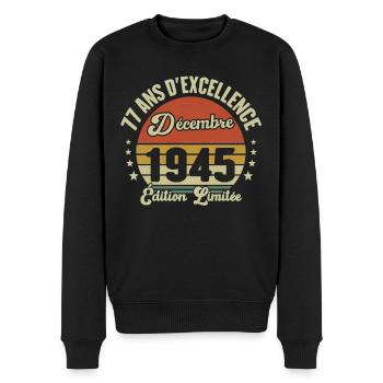 77 Ans Anniversaire Vintage En Décembre 1945 - Pull Premium bio Homme - noir - Devant - Nico (187cm)