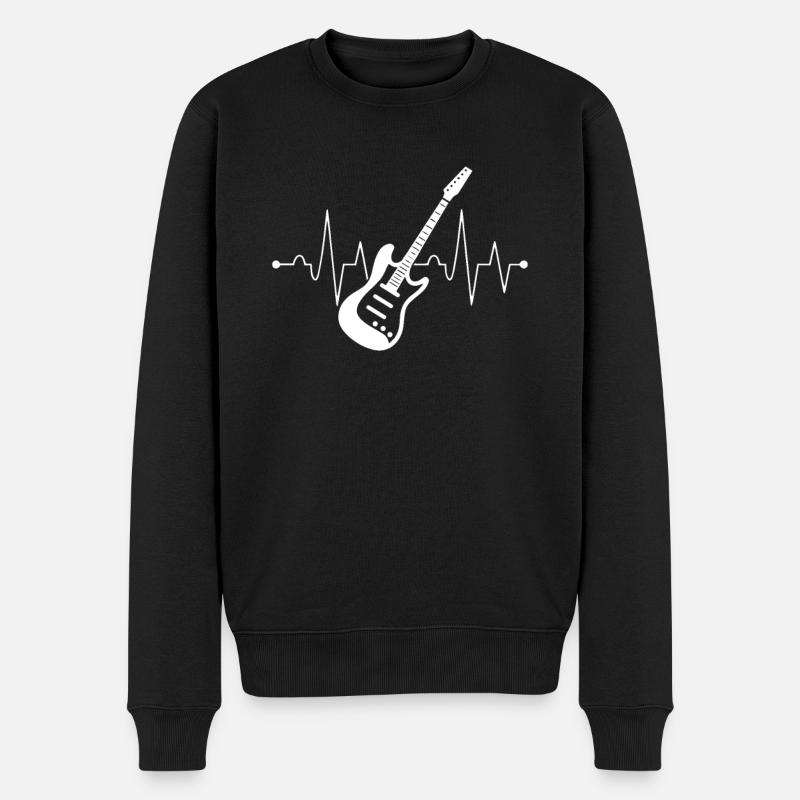 Die Herzfrequenz eines Gitarristen - Männer Premium Bio Pullover - Schwarz