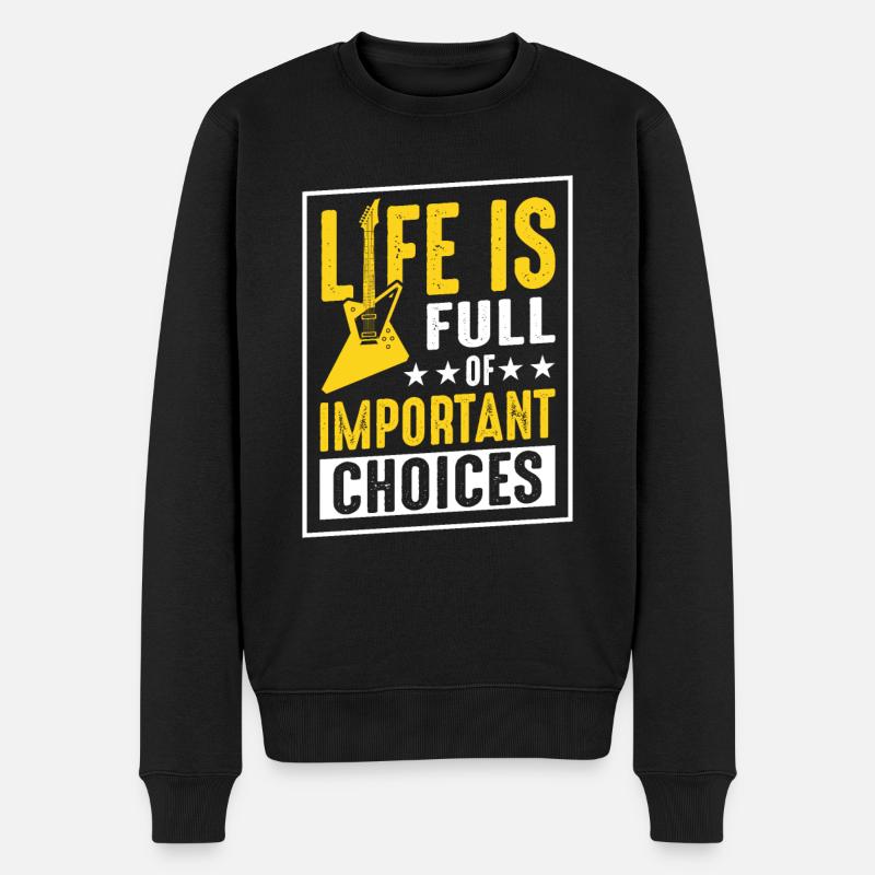 Das Leben ist voller wichtiger Entscheidungen - Männer Premium Bio Pullover - Schwarz