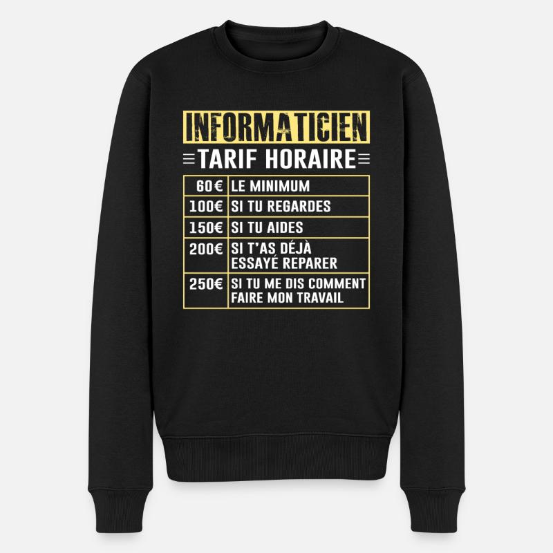 Tarif Horaire D'un Informaticien - Pull Premium bio Homme - noir