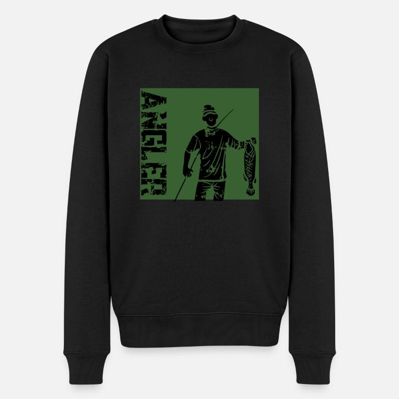 Angler Angel Fisch - Männer Premium Bio Pullover - Schwarz