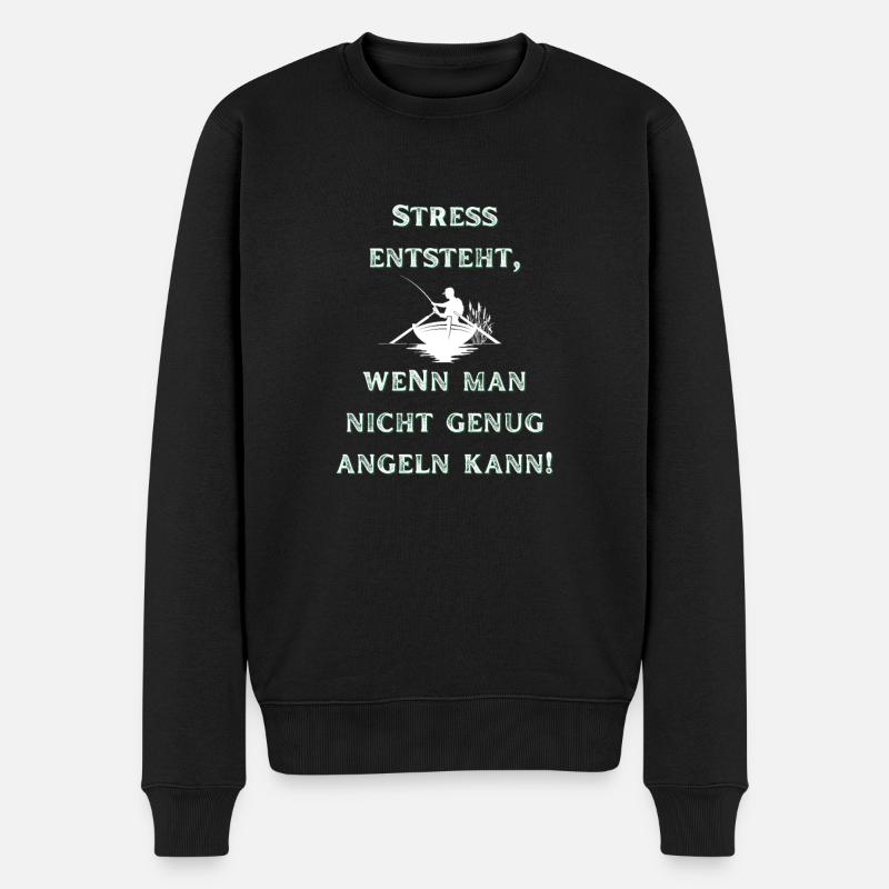 Angeln Stress Angler - Männer Premium Bio Pullover - Schwarz
