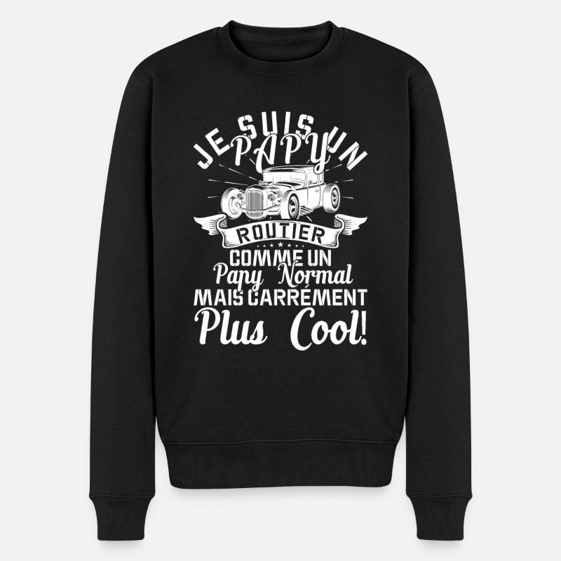 Papy Routier Cadeau Anniversaire Transport Route - Pull Premium bio Homme - noir