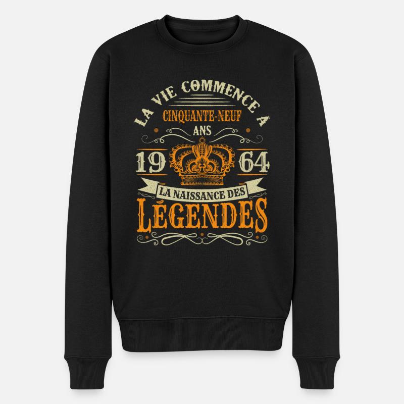 59 Ans 1964 Joyeux Anniversaire Vintage Perfection - Pull Premium bio Homme - noir